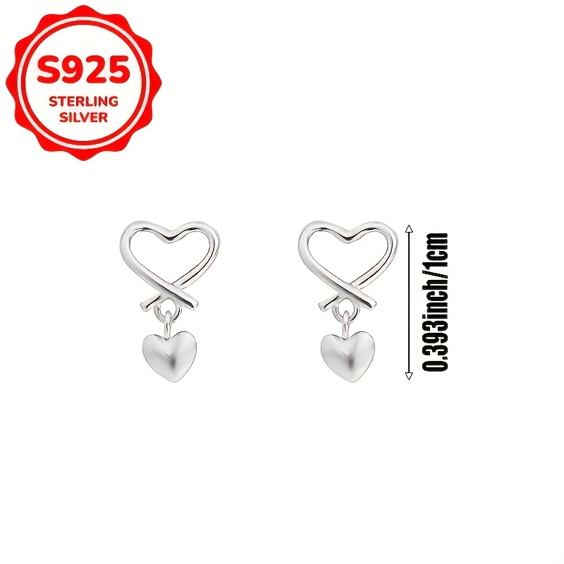 Women's S925 Silver Hollow-Out Heart Stud Earrings